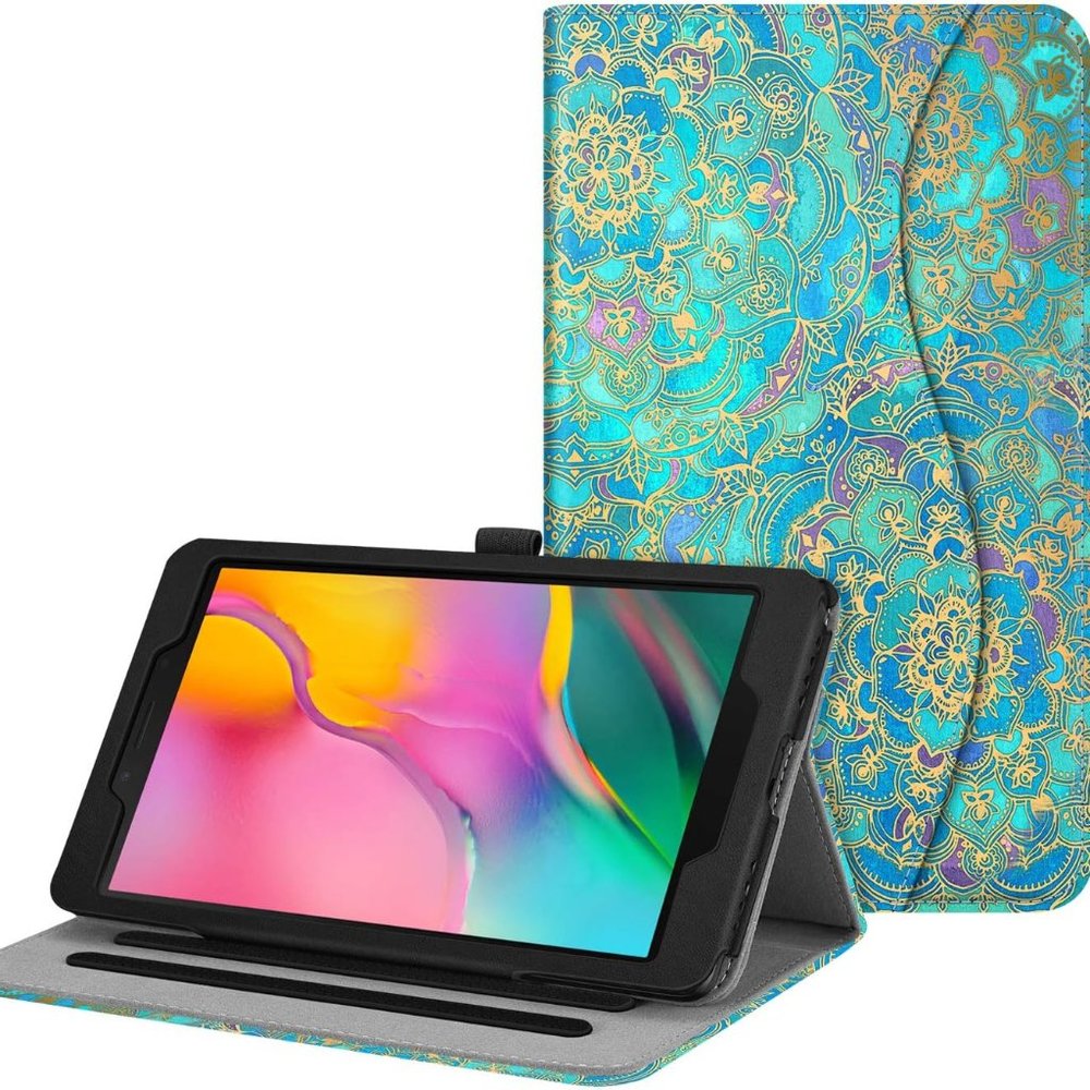 Galaxy Tablet Case With Multi-angle Viewing Stand & Pocket, Blue Paisley Samsung